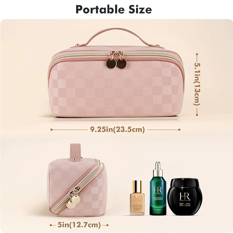 Capacious handheld waterproof cosmetic bag for traveling, handle