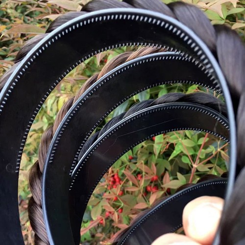 Hairband with wig, thick two-strand braid hair tie, braided ribbon with teeth, anti-slip hair clip, new fishbone braid, high forehead hair clip