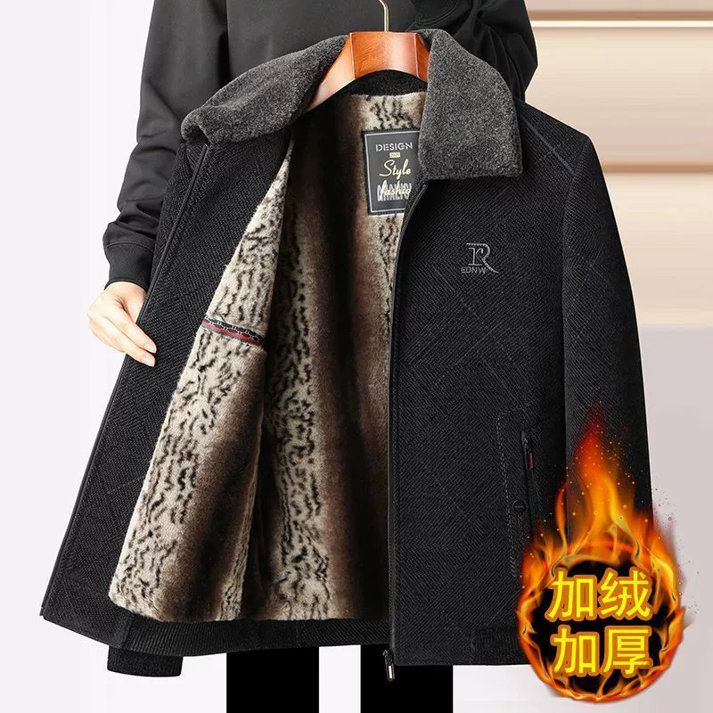 Средний возраст мужчины папа зимняя куртка с бархатным утолщением пальто осень и зима для пожилых людей теплая хлопчатобумажная одежда Chenier