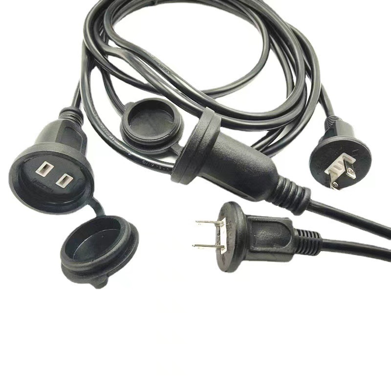 直销PSE日本户外防雨公母插头延长线 二芯日标防水插头延长线3米