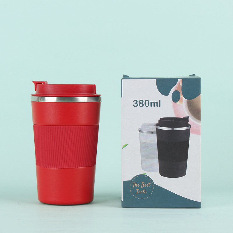 Nueva taza de vacío de acero inoxidable taza de agua de negocios taza de café de tres generaciones taza de coche con tapa de silicona taza portátil