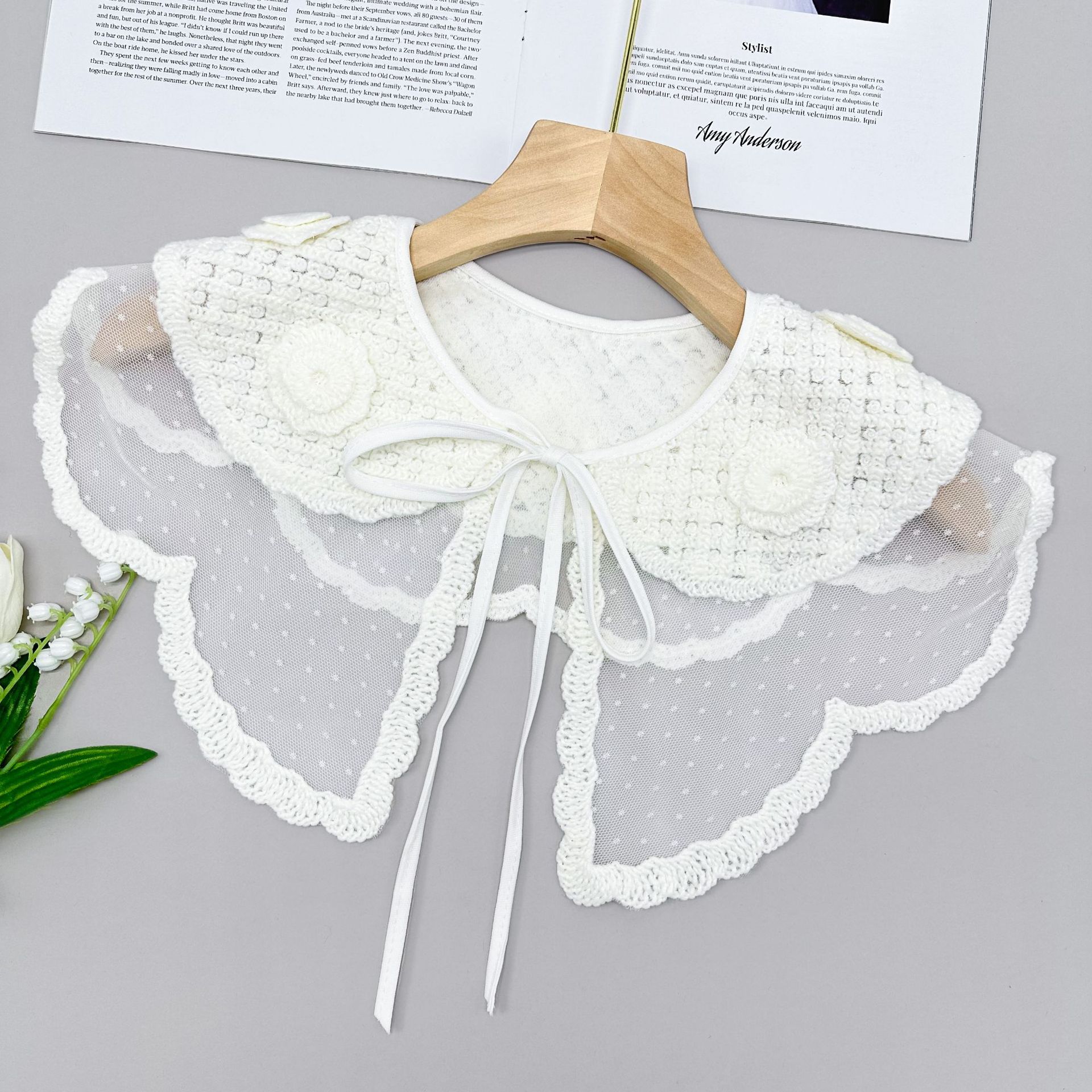 Transfronterizo para bordados de doble capa de algodón blanco, nuevos cuatro estaciones para niños con falda decorada con collar falso