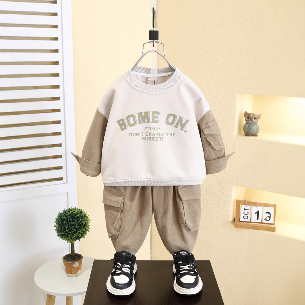 7571 Traje de primavera para niños Nuevo estilo Suéter de primavera y otoño para niños Ropa deportiva Otoño para niños guapos y de moda