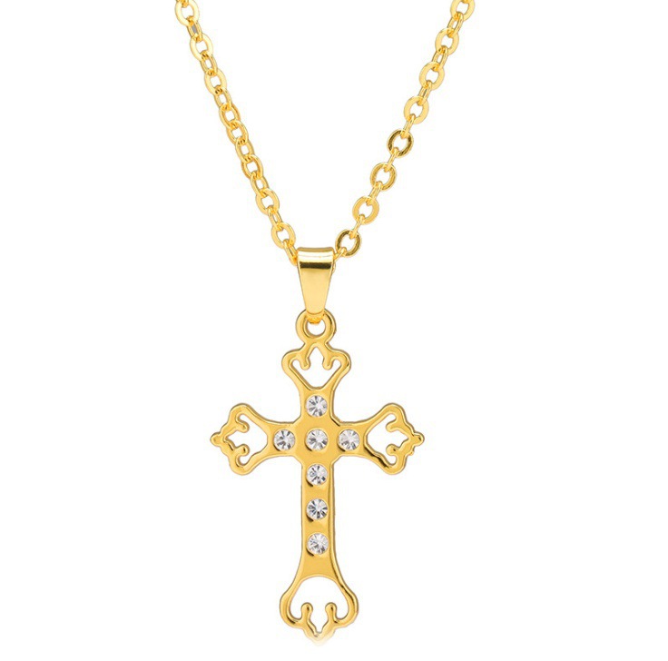 Hot Selling Men's Fashionable and Personalized Simple Cross Diamond Necklace,_voghion.com