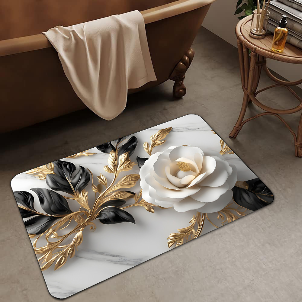 Alfombrilla de barro de diatomeas de flores tridimensionales de lujo ligero transfronterizo, alfombrilla de baño, alfombrilla de pie absorbente y antideslizante para el hogar, alfombrilla de entrada