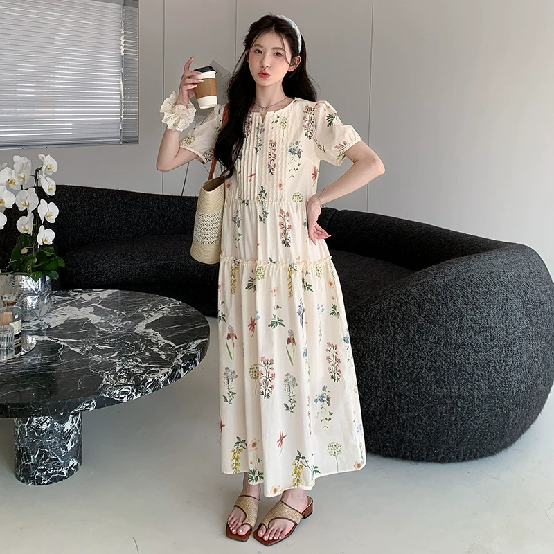 Платье для беременных, длинная юбка, oversize, стиль высокого качества, с коротким рукавом