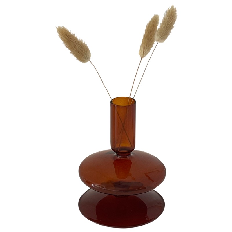 Candelabro de cristal marrón vintage florero ins estilo salón flor seca arreglo de flores candelero decoración adornos