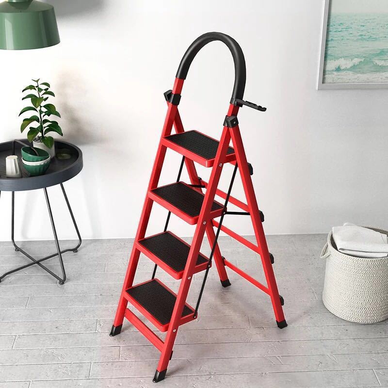 Household Folding Ladder Thickened Carbon Steel Herringbone Ladder Indoor and Outdoor Mobile Stairs Telescopic Small Ladder Lightweight Climb