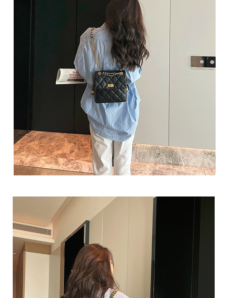 2024 New High-end Leather Small Aroma Caviar Diamond Chain Backpack, Elegant Commuter Style_voghion.com