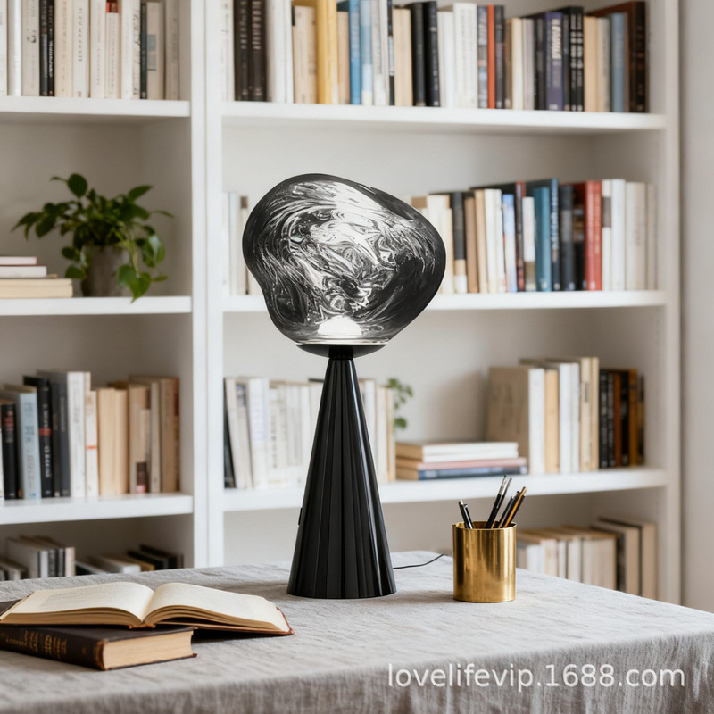 Black Silver Lava Glass Cone Art Decorative Table Lamp Decorative Lighting Fixture Manufacturer Wholesale