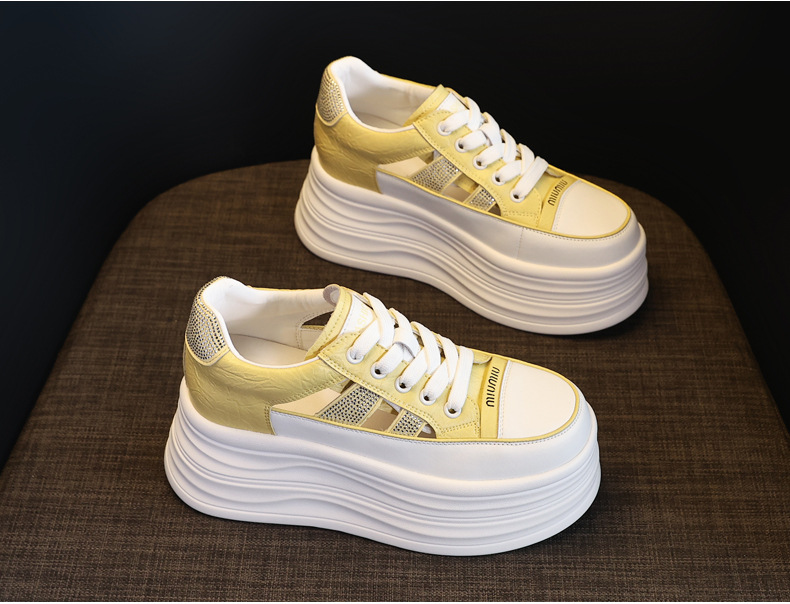 Giày sneaker nữ đế dày chunky khoét lỗ phối trắng dễ thương — Màu trắng chi tiết 5