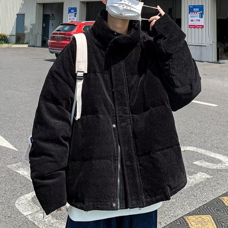 Abrigo acolchado de algodón de pana marca de moda suelta para hombres ins collar de pie Abrigo acolchado de algodón de moda abrigo de pan de estilo coreano de invierno de moda