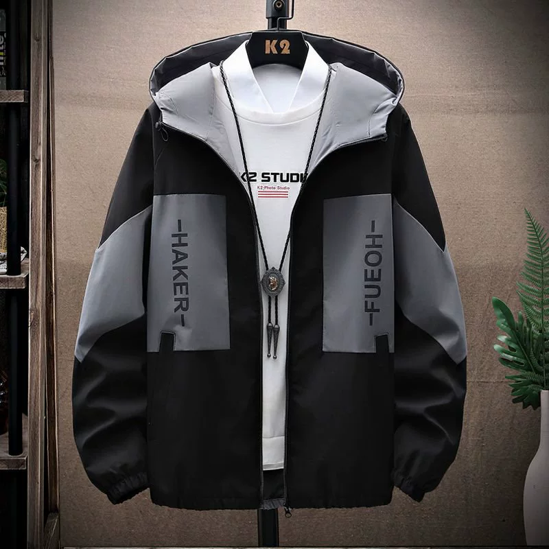 Весенне-осенняя куртка для мужчин, подростков, студентов, повседневная рабочая одежда с капюшоном, мужская куртка, модная корейская версия, тонкое мужское пальто.