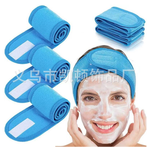 Banda para el cabello para el lavado de cara transfronterizo, máscara de maquillaje, pañuelo en la cabeza, cinta para el cabello con velcro, poliéster