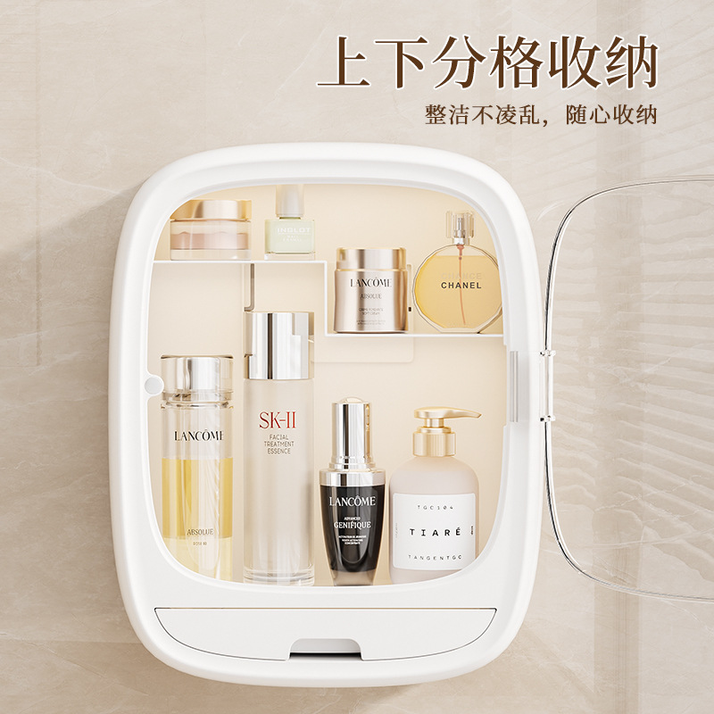 Bolan caja de almacenamiento de cosméticos montado en la pared baño sin golpes a prueba de polvo baño lavabo estante de almacenamiento