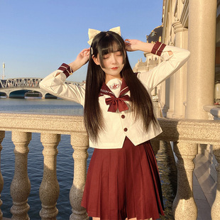 Original jk uniform embroidery long sleeve bad girl Orthodox sailor suit City silhouette full set factory straight hair