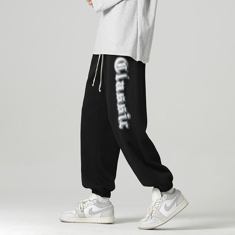 Korean-style Alphabet Printed Floral Foot Casual Trousers Men's Spring and Autumn New Fashionable Loose All-match Sports Pants for Students