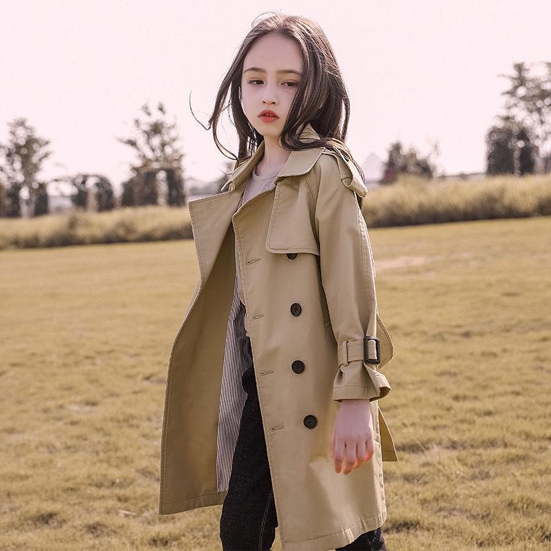 British mid-length girls' trench coat