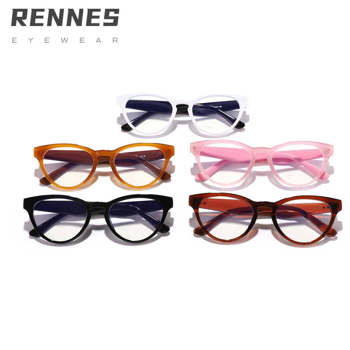 2024 nuevo ojo de gato transfronterizo a juego de colores espejo plano anti-luz azul hombres y mujeres sin maquillaje cable pequeño montura de miopía gafas