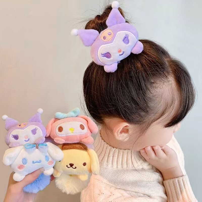 超かわいいシナモン犬ぬいぐるみヘアバンド秋と冬の女の子のヘアゴムバンド子供用クロミヘアアクセサリー|undefined