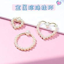 厂家直销珍珠心形吊坠 合金饰品配件潮流diy耳饰配件手工材料配饰