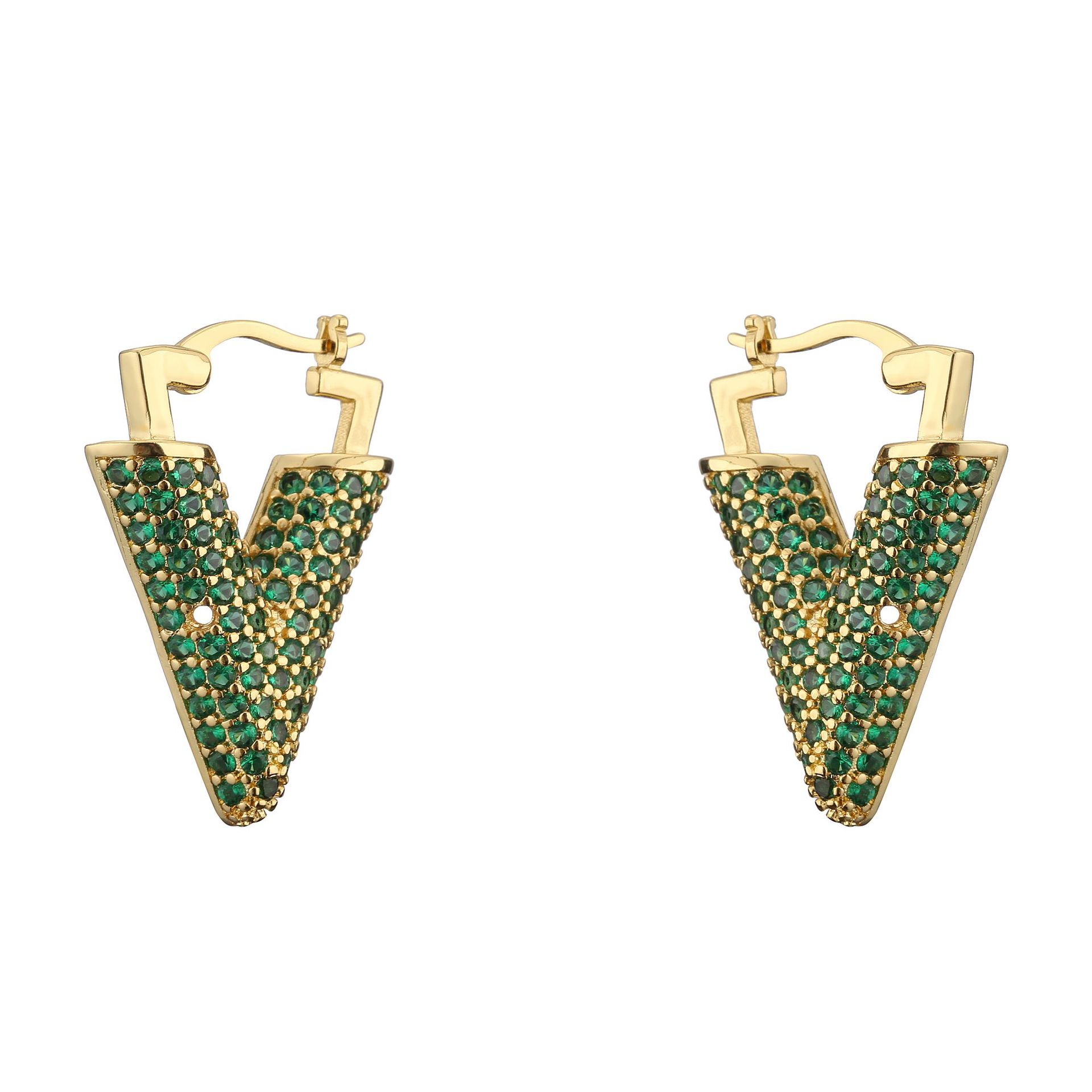 Simple Micro-inlaid V-shaped Copper Plated Ear Clip Wholesale Nihaojewelry display picture 4