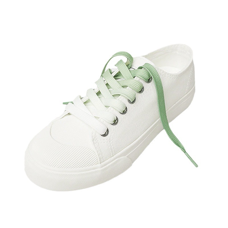 Lona zapatos blancos gradiente cordón transparente doble capa