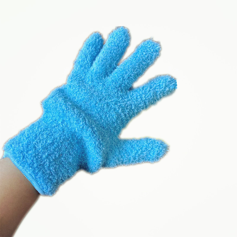Guantes de polvo de fibra ultra fina guantes de coral guantes de lavado de coche limpieza color sólido de cinco dedos del hogar absorbente guantes de pelo seco
