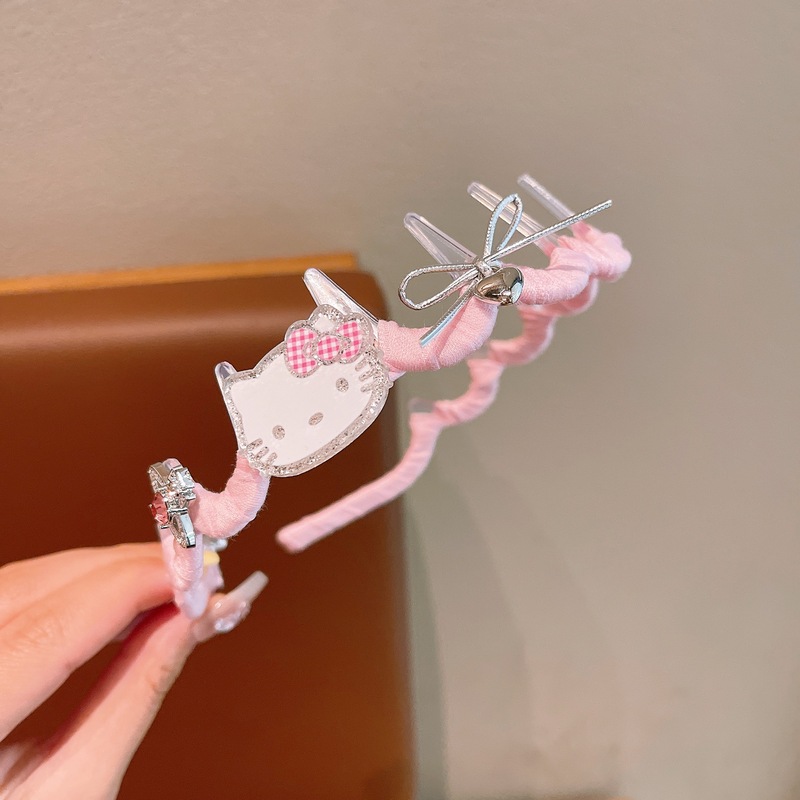 儿童卡通kt猫蝴蝶结发箍女孩带齿防滑高颅顶头箍女童波浪可爱头饰|undefined
