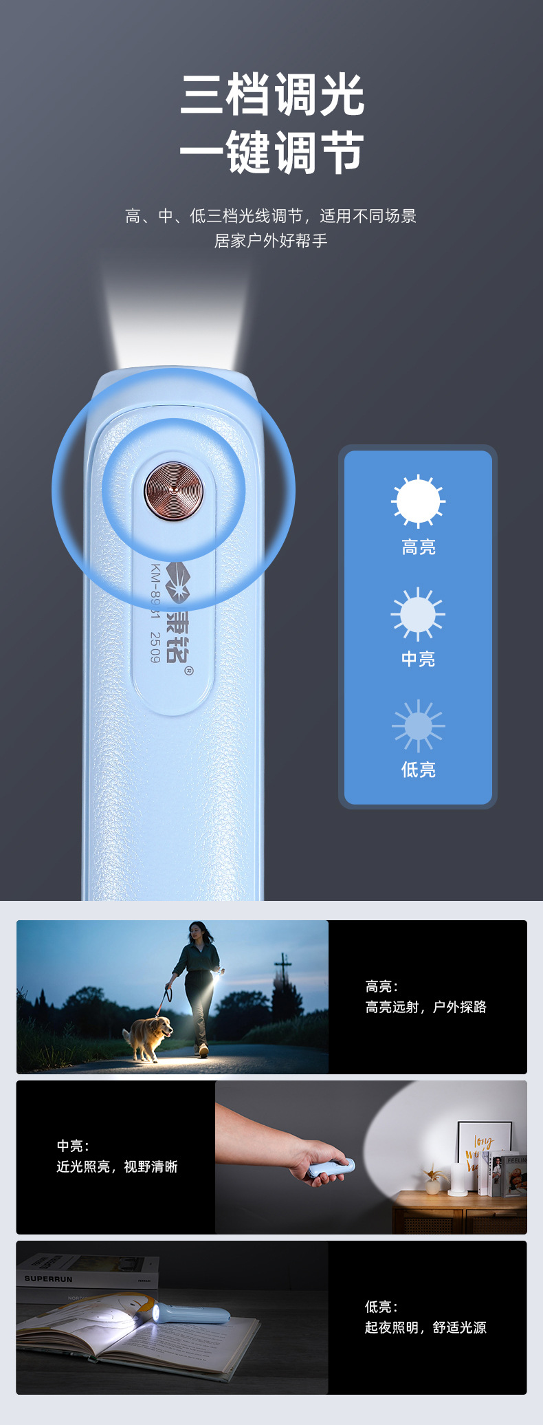 Household Portable Lighting Plastic Flashlight Led Lithium Battery Rechargeable Small Flashlight Simple Flashlight Manufacturer Wholesale