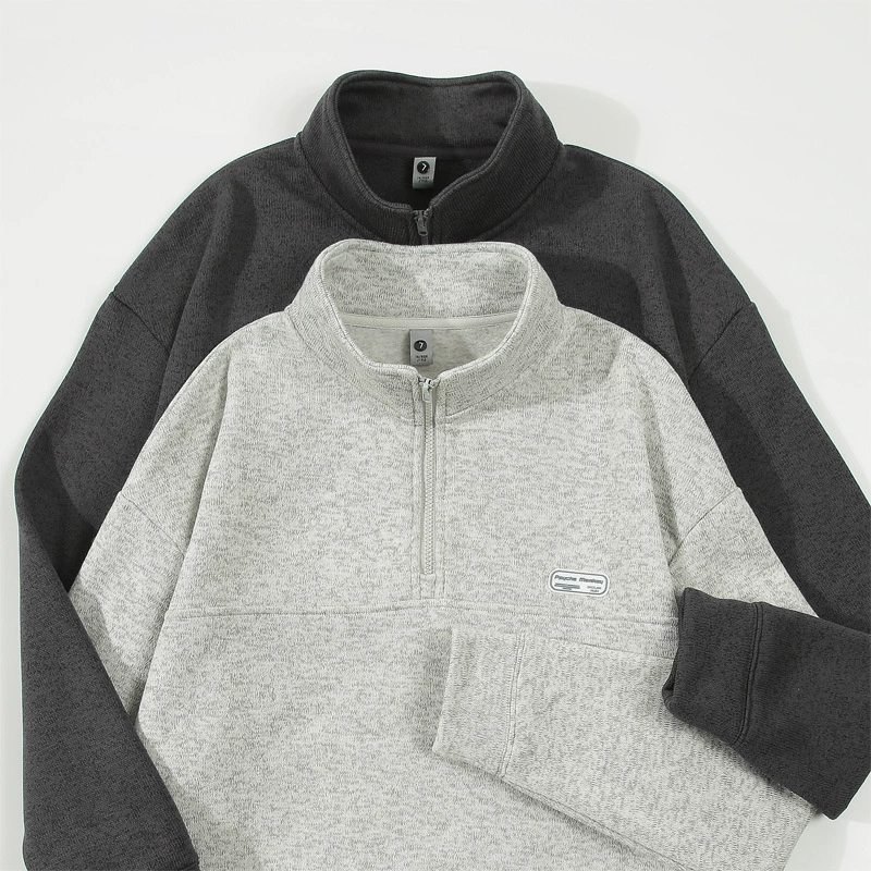 Мужская одежда Dengjue Японский флисный воротник с полузастежкой на молнии свитер свободный свитер с бархатным теплым осенним и зимним мужским пальто