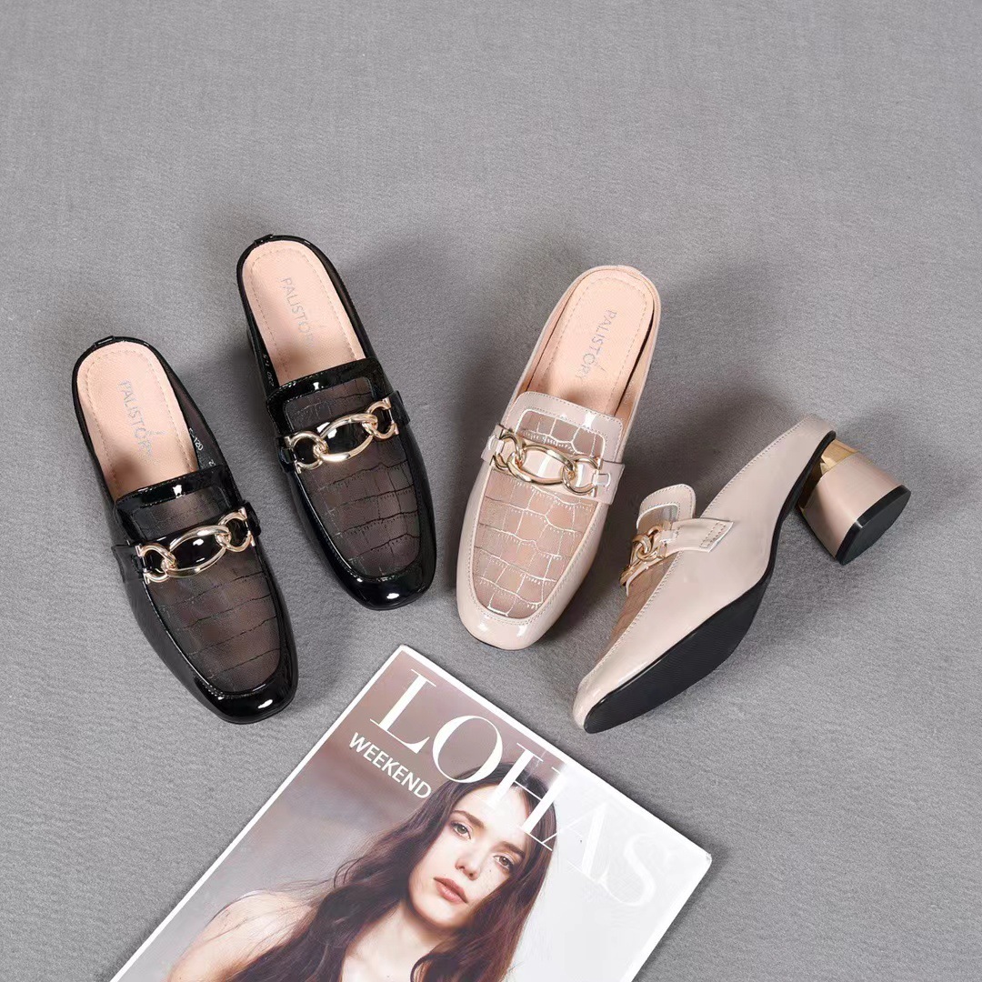 Dép sandal nữ mùa hè da thật lưới khoét lỗ đế bệt phong cách loafer — Màu Mơ-5 cm chi tiết 9