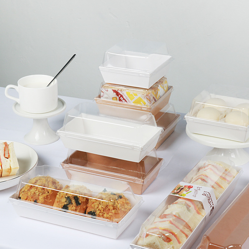 Sandwich packaging box, meat floss small pear, peach snow beauty, bubble, lychee mango cake, towel Swiss roll packing box
