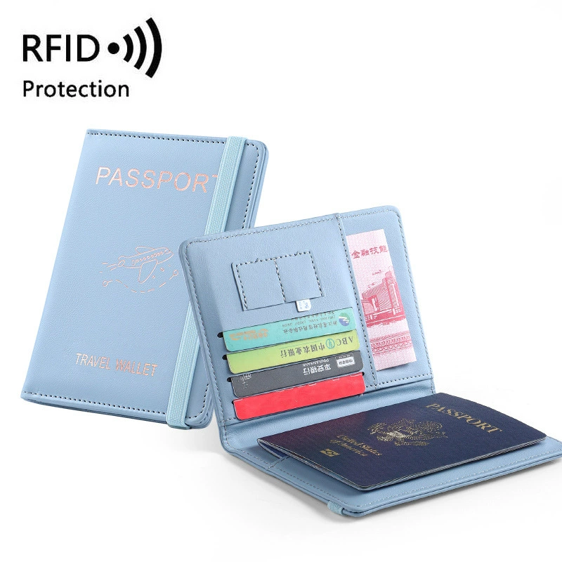 Обложка для паспорта из искусственной кожи PU, RFID дорожный кошелек, многофункциональный конверт для паспорта с отделениями для карт