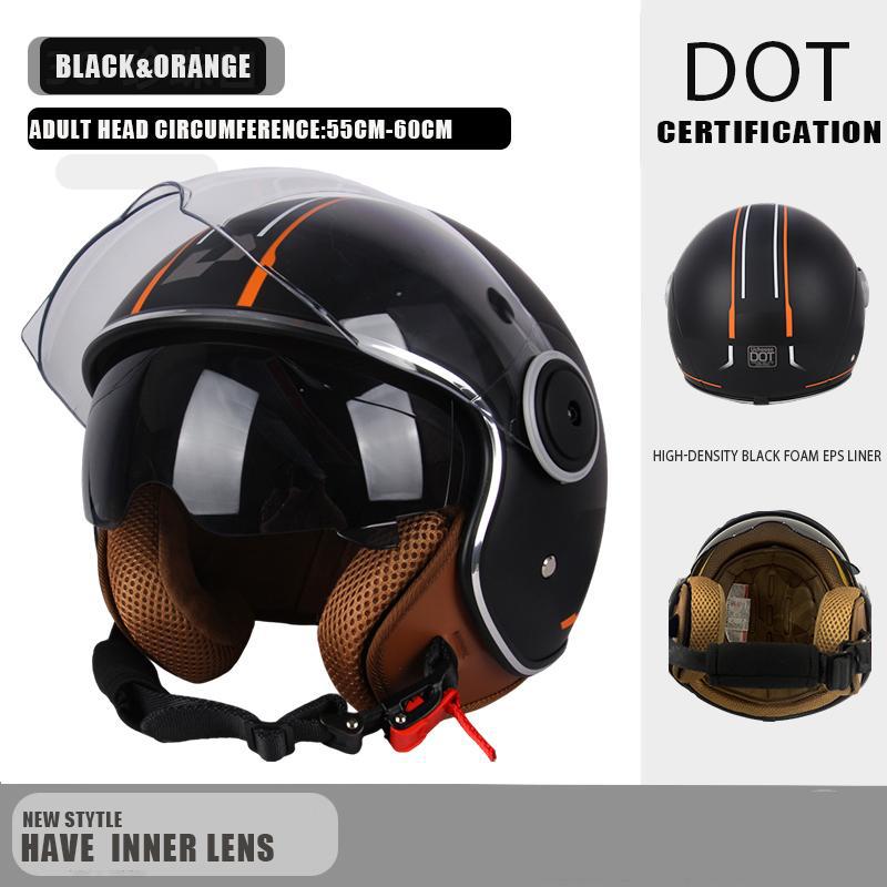 Motorcycle Spring and Summer Helmet, Personalized Cool Men's and Women's Battery Car Half Helmet, Lightweight Half-Covered Retro