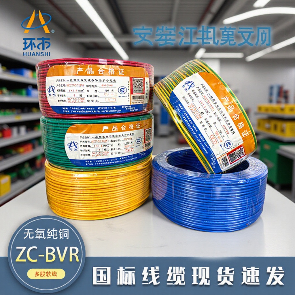 广州环市珠江电线电缆BVR1.5 2.5 4平方国标纯铜阻燃家装多股软线