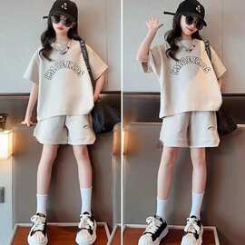 女童套装夏季洋气运动2025款女大童网红时髦短袖两件套潮儿童夏装
