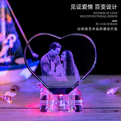 3D內雕工藝diy照片情侶紀念日創意生日禮物跨境裝飾品小夜燈水晶