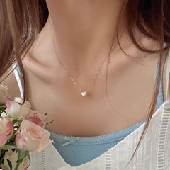 S925纯银爱心方块项链女小众高级感轻奢个性百搭锁骨链新品配饰潮