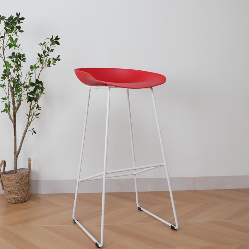 Silla de Bar nórdica moderna silla de Bar de plástico minimalista pierna reforzada ocio barra clara recepción Cafe silla alta
