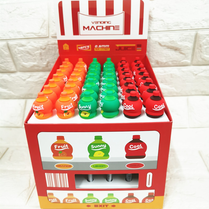 KK7787硅胶橙子柠檬可乐汽水拼盘中性笔卡通果汁饮料水笔签字笔批