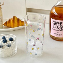 自制七彩星星玻璃杯韩系ins风水杯玻璃杯高颜值杯子少女心早餐杯