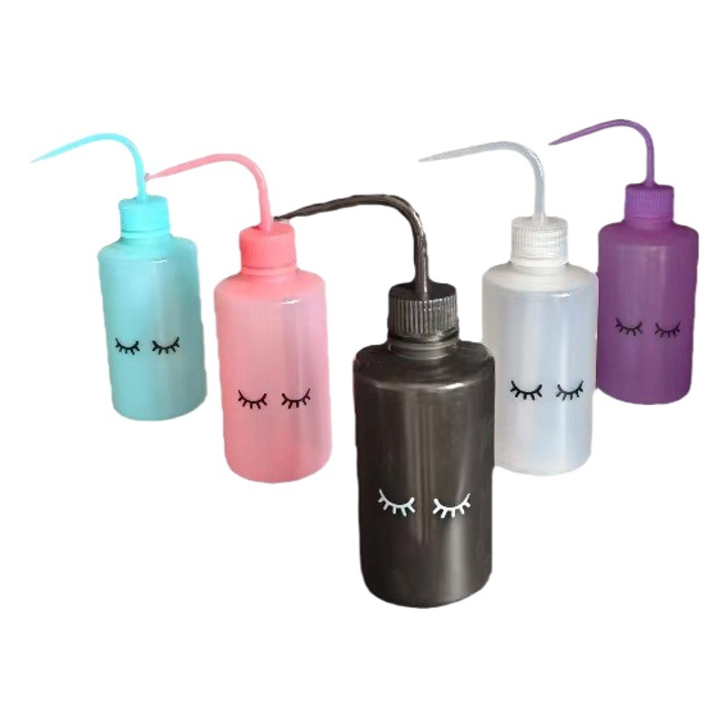 Injerto de limpieza de pestañas codo botella curvada boca olla botella de lavado de plástico botella de limpieza de pestañas belleza limpieza herramienta auxiliar