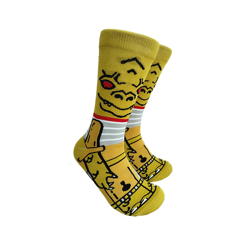 Calcetines de moda de dibujos animados de suministro de punto transfronterizo su Yu esponja bebé película hombres y mujeres calcetines de media pantorrilla