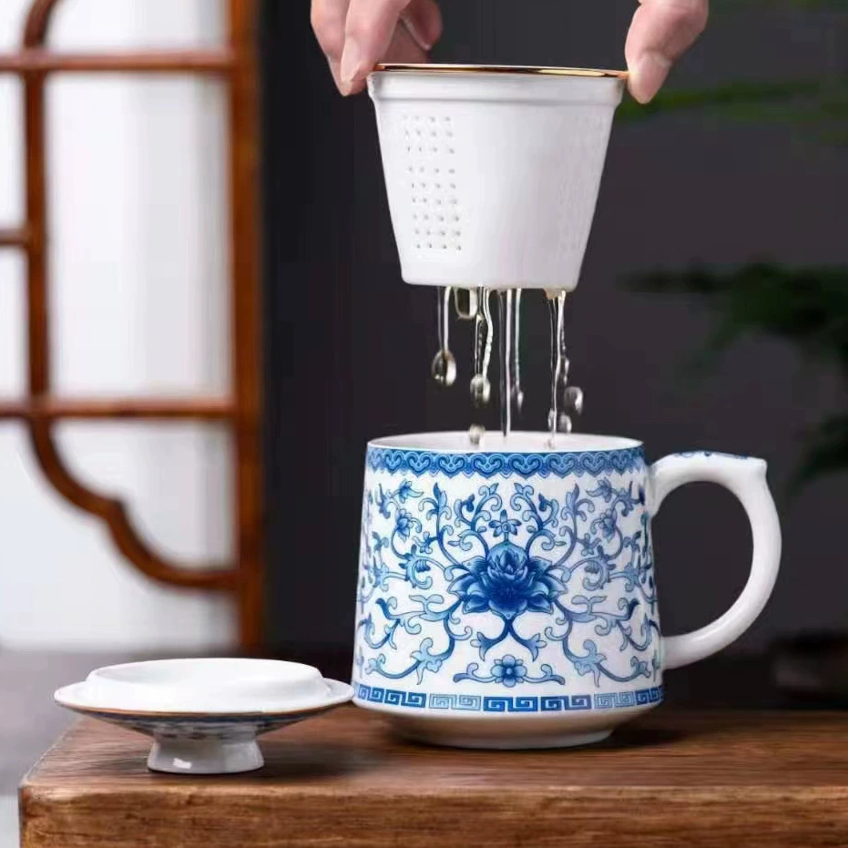 BRICS meeting blue and white enamel meeting cup office cup enamel tea cup Jingdezhen high temperature ceramics