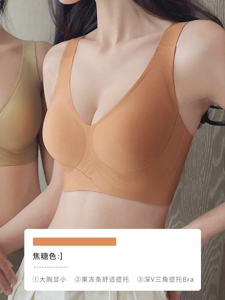 Doble soporte suave de elevación más tamaño ropa interior sin costuras sujetador inalámbrico push up anti-flacidez soporte superior Sujetador de copa fija