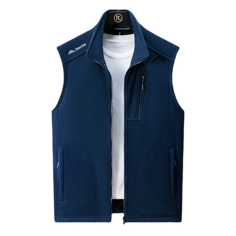 Fleece Vest Men's and Women's Autumn and Winter Sports Outdoor Velvet Warm Zipper Pocket Sleeveless Top Jacket Outer Wear Vest