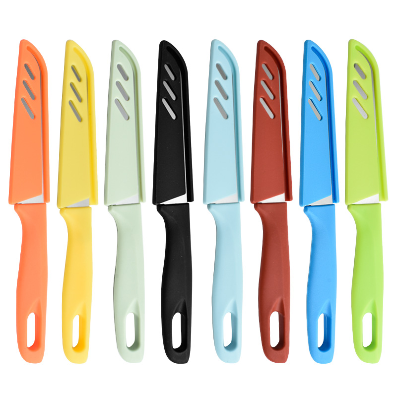 Fabricante al por mayor cuchillo pelador cuchillo de fruta conveniente cuchillo pelador multifuncional de acero inoxidable cuchillo pelador de frutas con cubierta de cuchillo