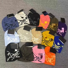 秋冬AR字母提花毛线帽加厚大版翻边男女百搭保暖套头帽小鸟护冷帽