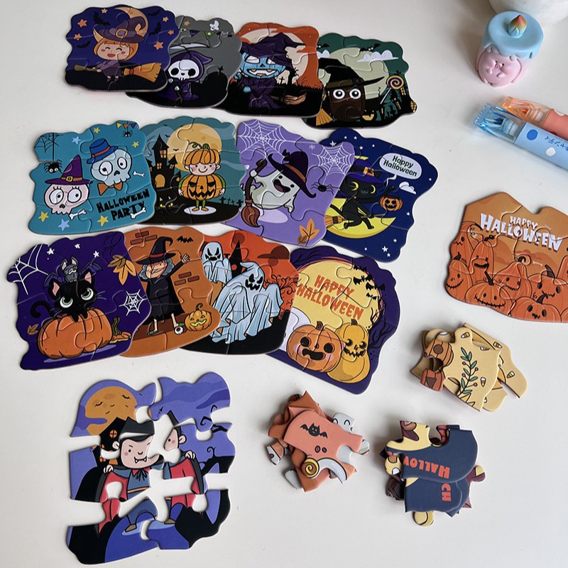 Halloween Puzzle Colorful Lights Decorative Glossy Stickers Decorative Cartoon Wholesale Program Game Interactive